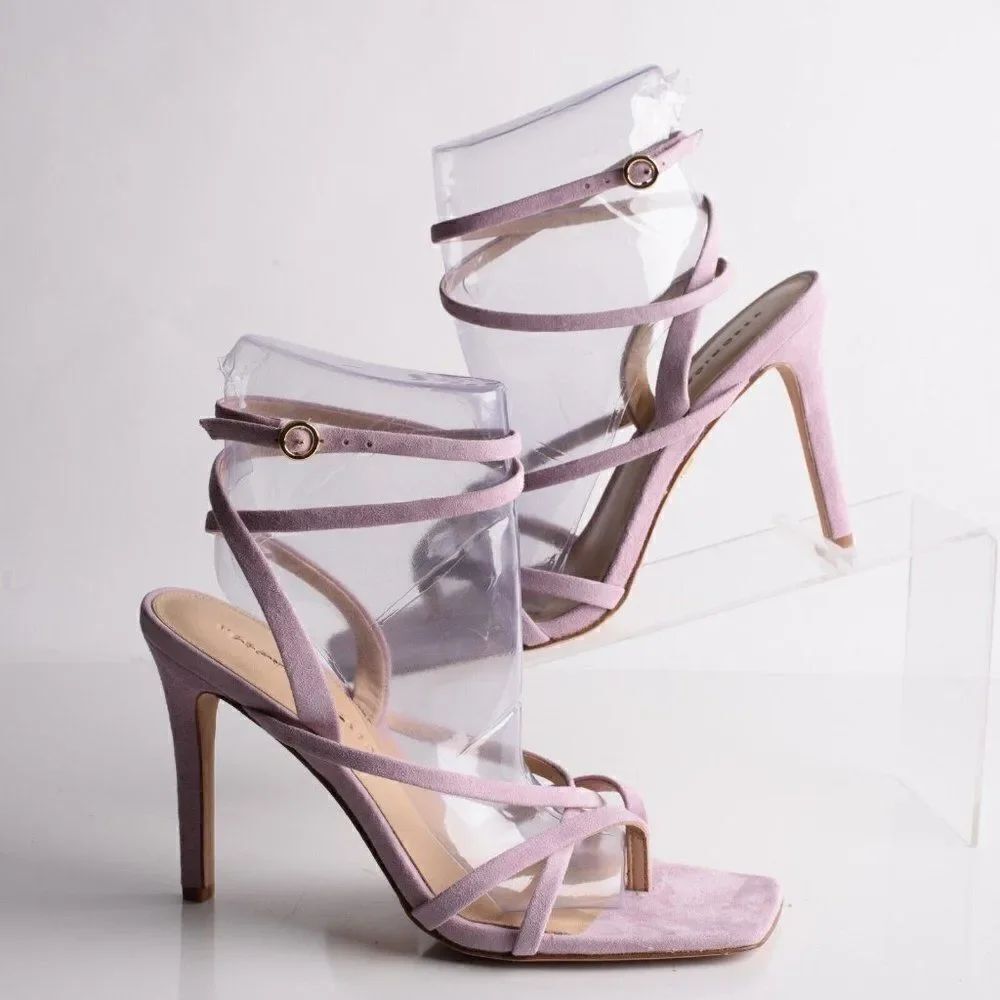 Veronica Beard Womens Abriella Strappy Suede Sandals Heels Lavendar EU 39 US 9